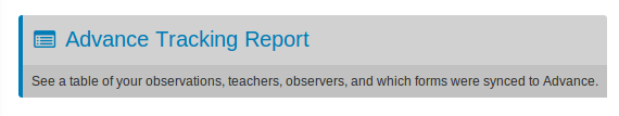 Advance Tracking Report